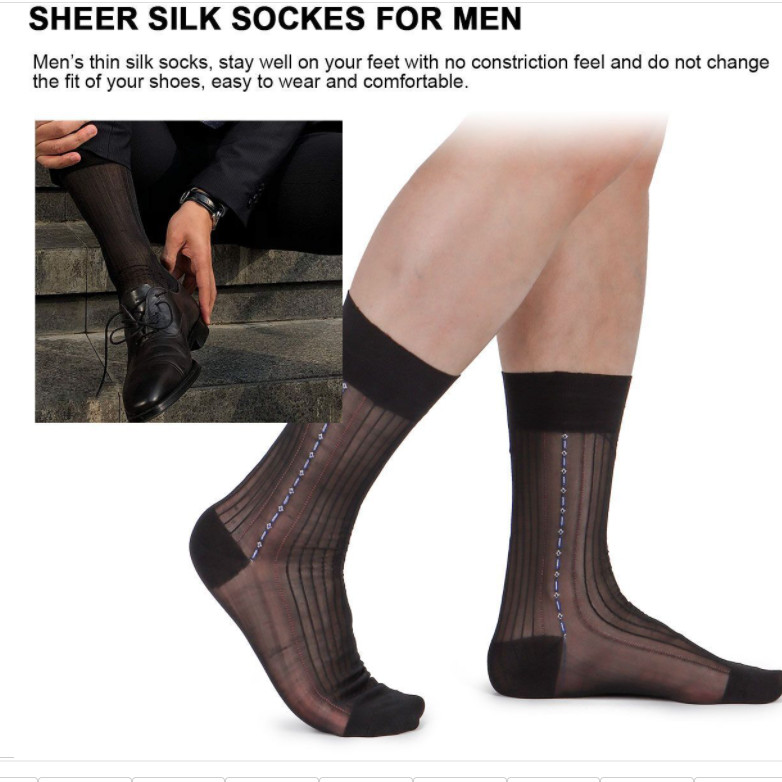 10 Pairs Mens Ultra Thin Dress Socks Silk Sheer Business Socks Soft Nylon Work