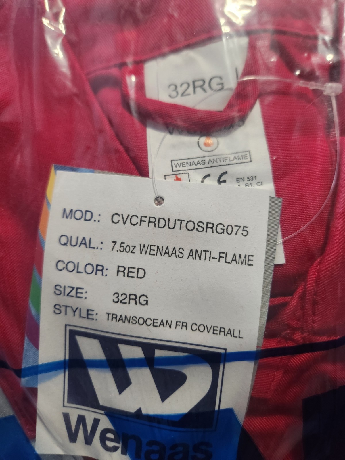 5 PAIR WENAAS ANTI-FLAME RED Coveralls 32RG SHORT, 3M SCOTCHLITE Reflective