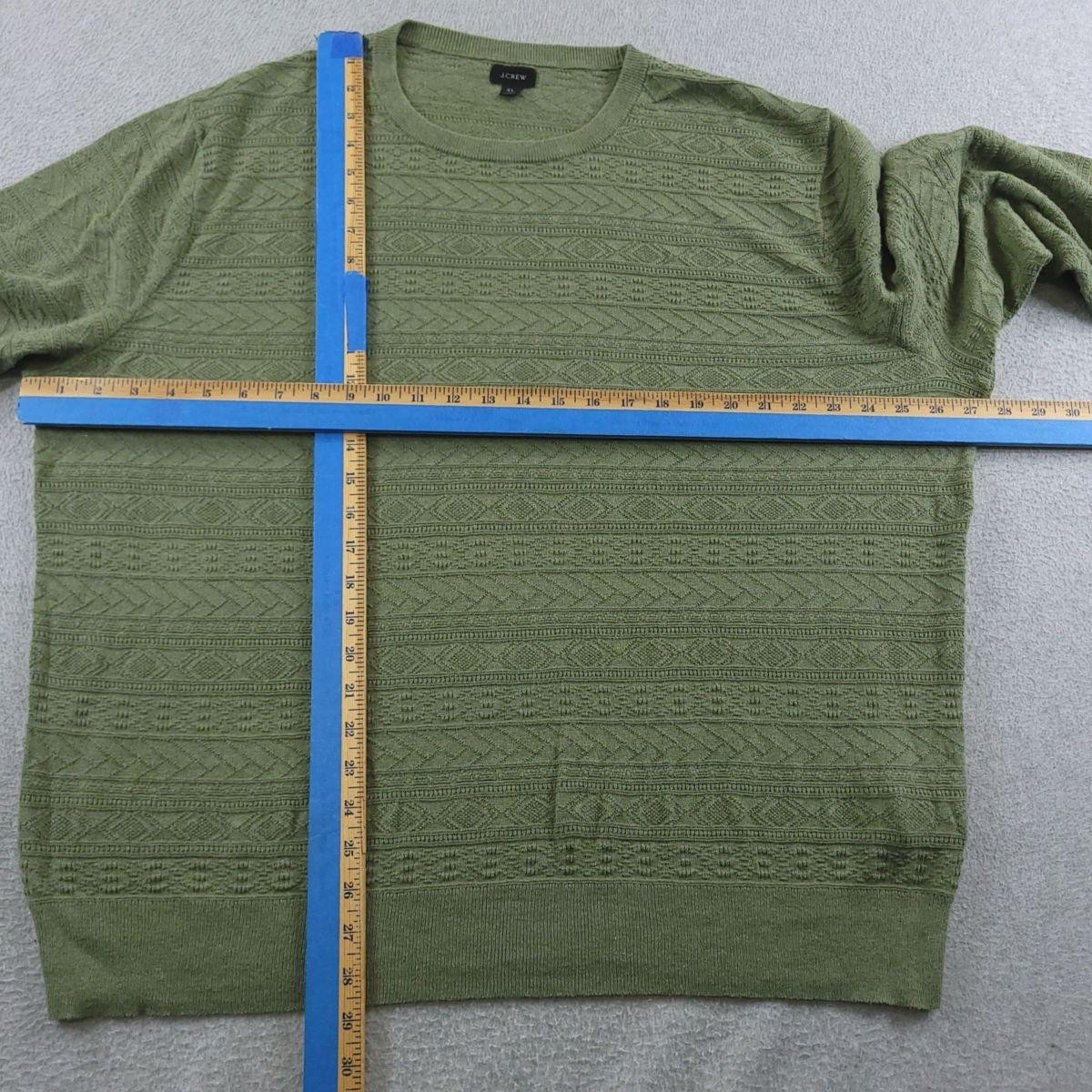 J Crew Sweater Mens XL Green 100% Cotton Guernsey Stitch Knit Pullover Crewneck