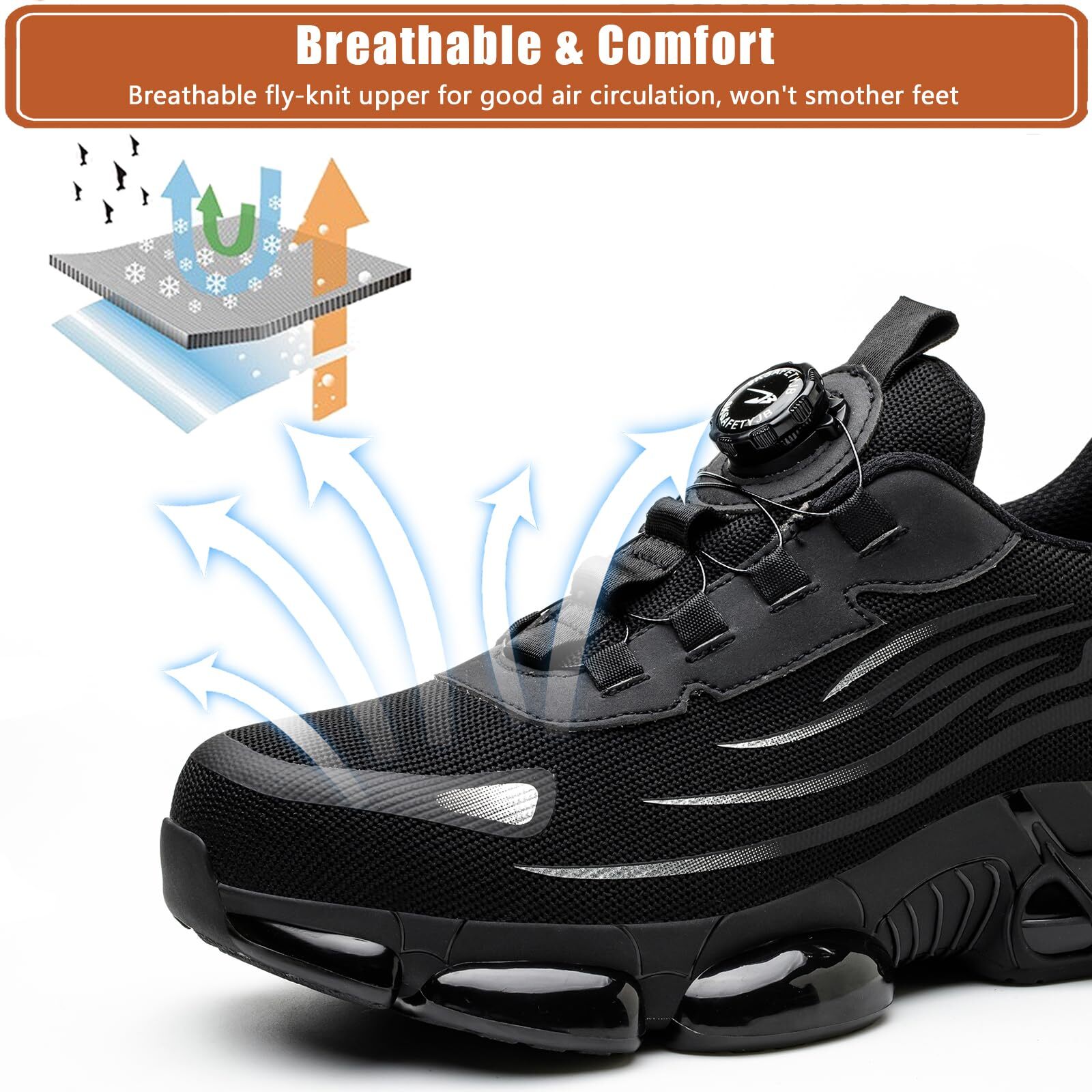 Men Work Safety Shoes Steel Toe Rotating Buckle Indestructible Non-slip Sneakers