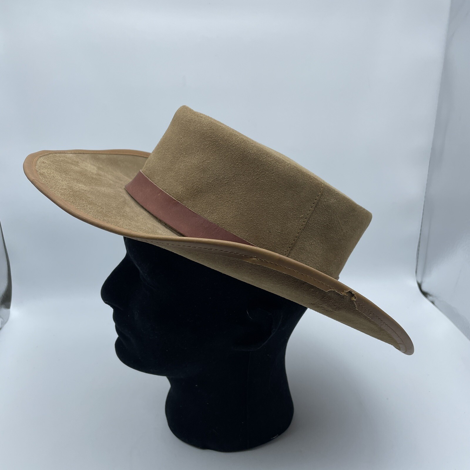 Winfield Cover Co Hat Medium Cowboy Hat Brown Leather San Francisco Wire Brim