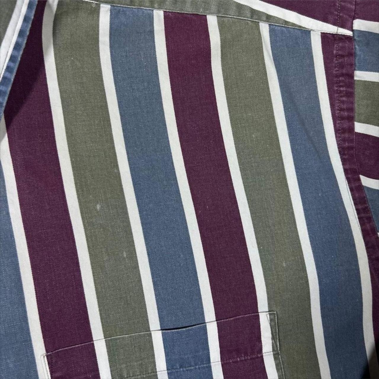 Vintage Norsport Multi Colour Striped Cotton Long Sleeve Button-Up Shirt Medium