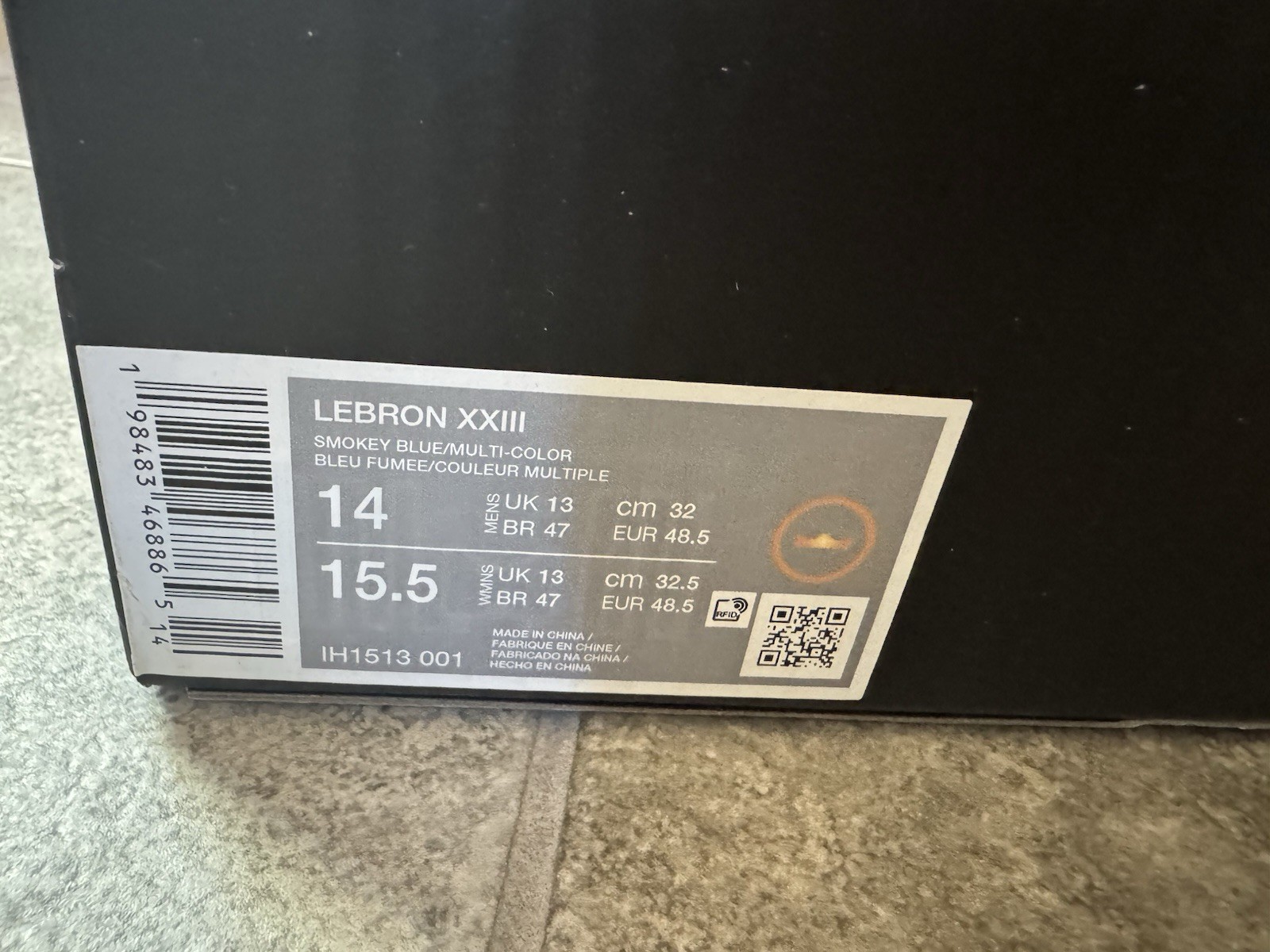 LEBRON XXIII SMOKEY BLUE/MULTI-COLOR BLEU FUMEE Size 14 NEW In Box IH1513 001