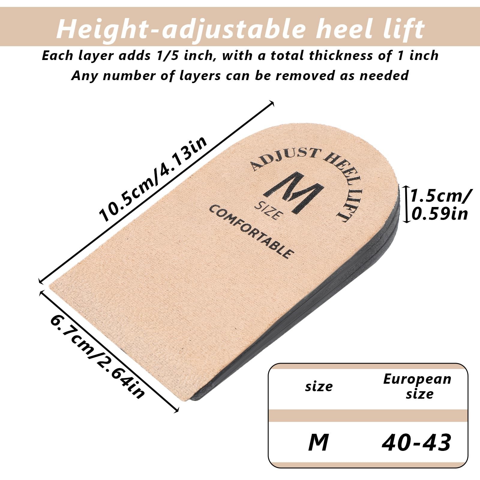 2 Pcs Height Increase Inserts, Heel Lifts, Adjustable Heel Lifts for Shoes, H…