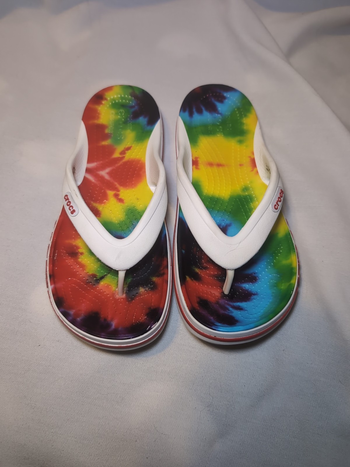 Crocs Bayaband Tie Dye Mania Flip Flops Shoe Thongs Women 7 Mens 5