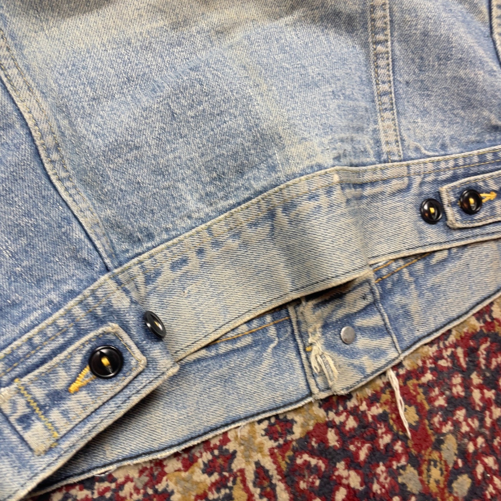 VTG 70s Lee Riders 101-J Cowboy Denim Jacket USA Faded Distressed Union M 19×20