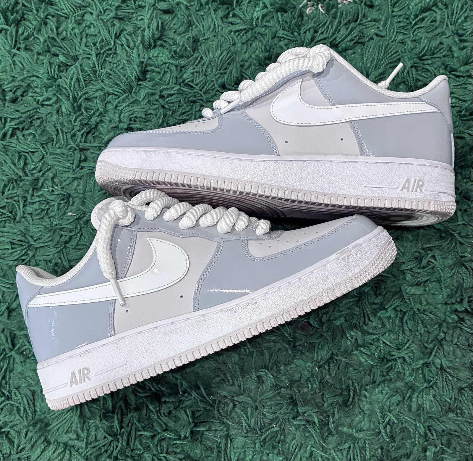 Nike Air Force 1 07 LV8 Wolf Grey Patent Size 11 Pre-Owned/Used No Box WORN ONCE