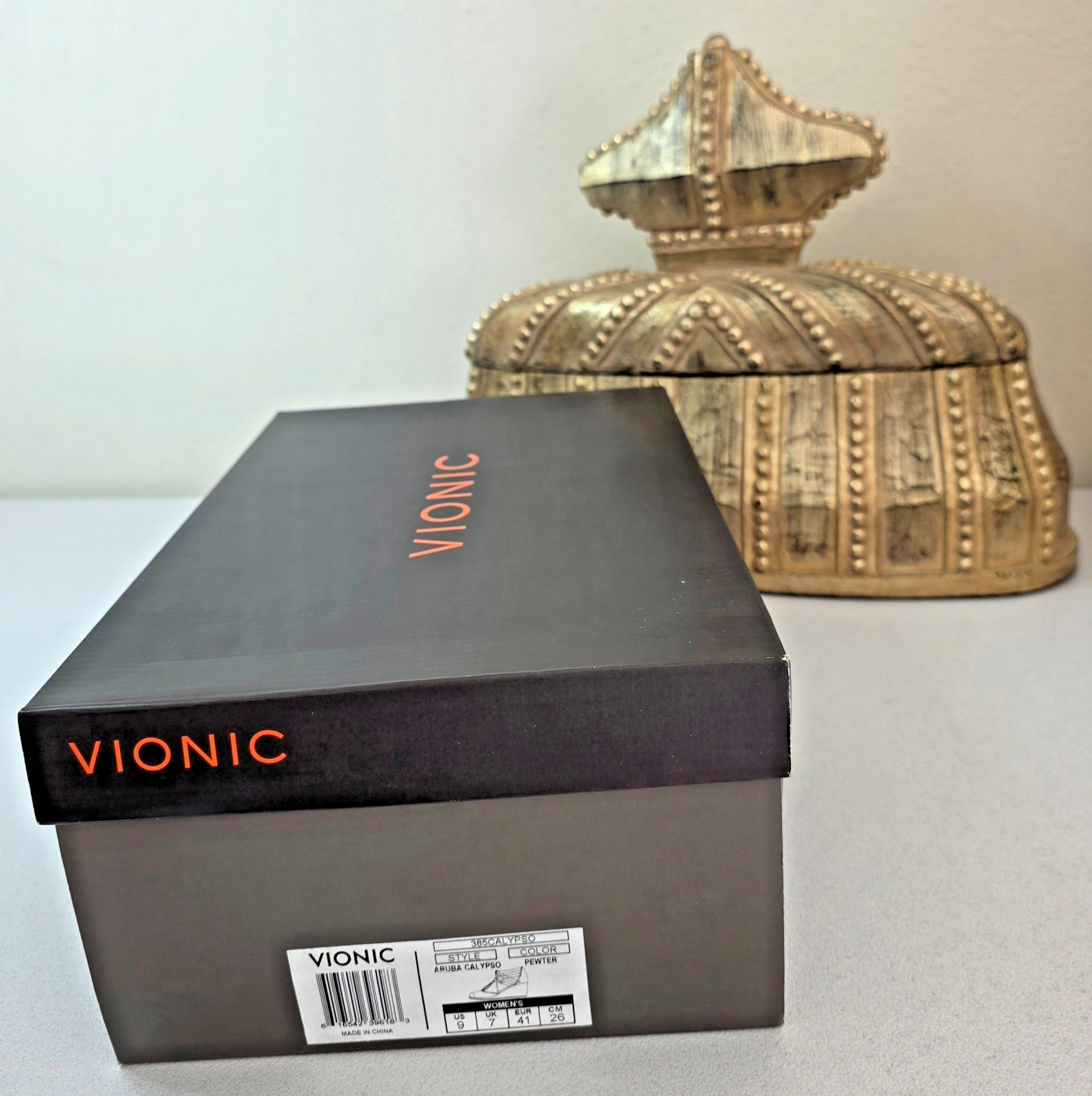 VIONIC Aruba Calypso Orthotic Lace Up Espadrilles Wedge Pewter Size 9 NEW IN BOX