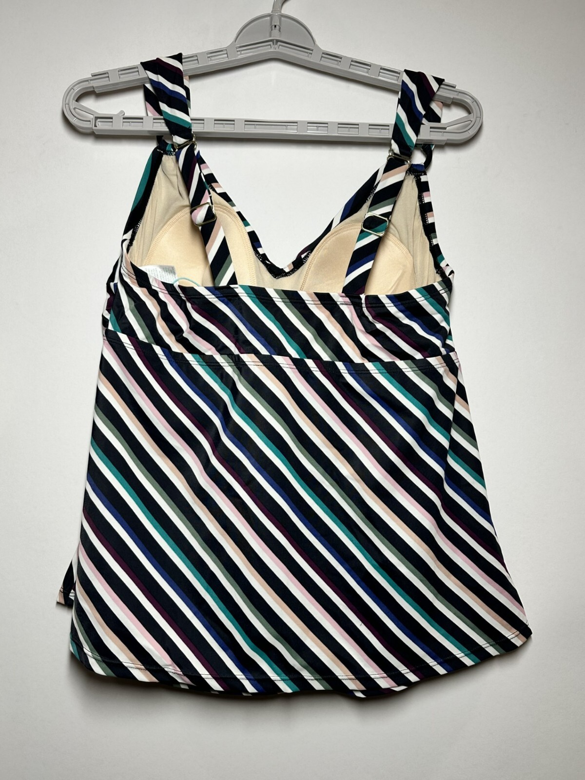 Women’s Plus Size Ring Detail Tankini Swim Top – Kona Sol – Multi Stripe – 14W