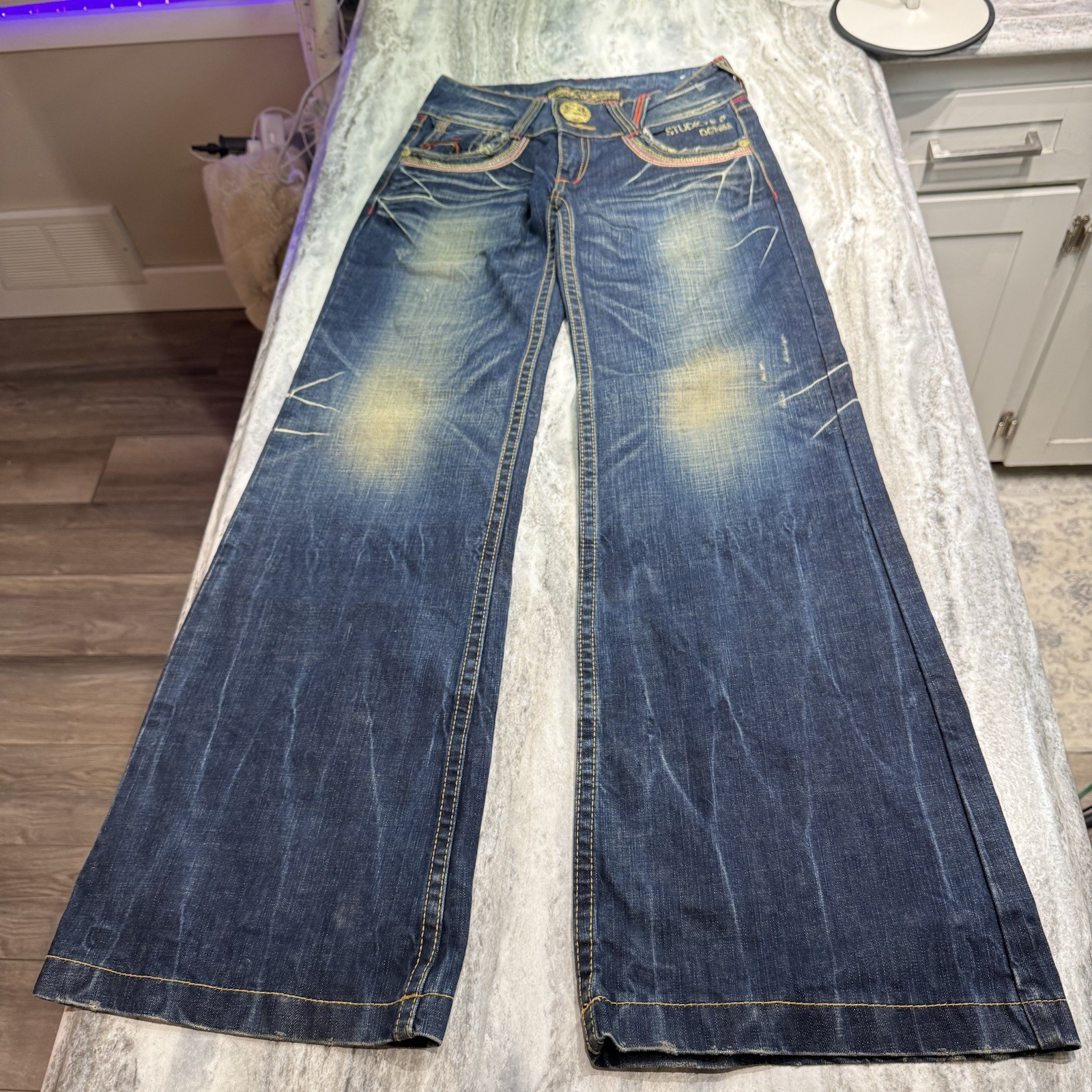 Studio R.P Flare Denim Pants y2k RED PEPPER Size 27 Vintage Rare