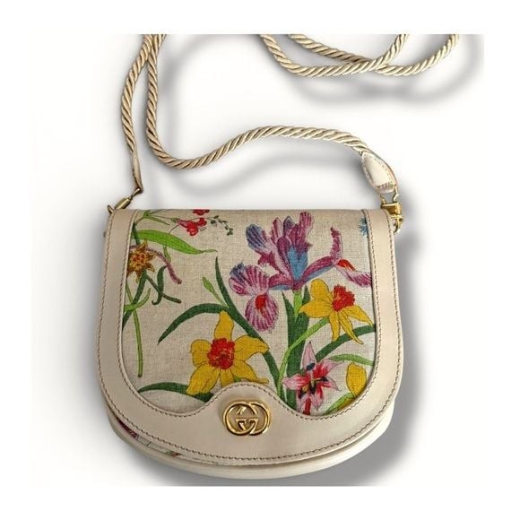 GUCCI Flora Canvas Mini Saddle Crossbody – Michele Era