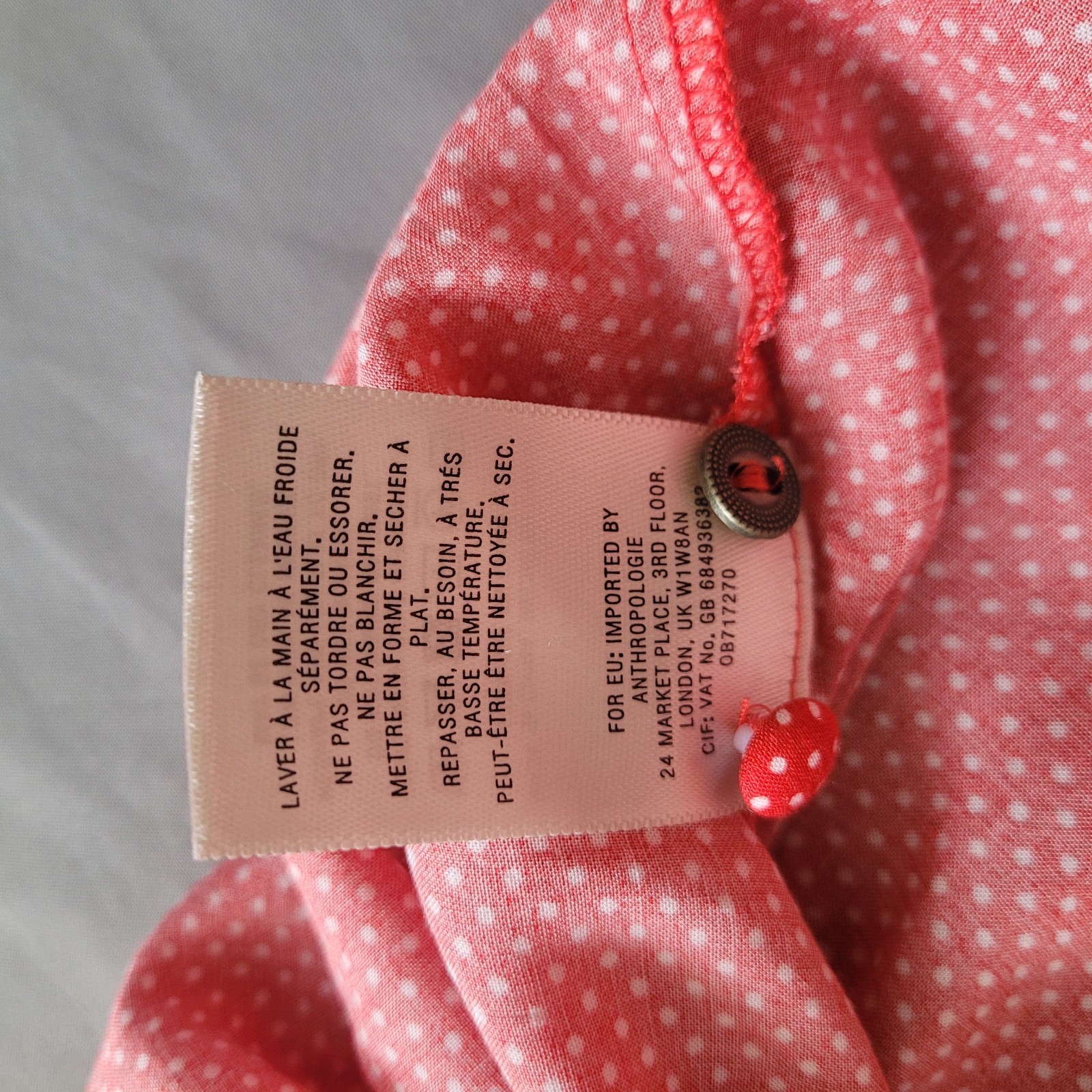 Maeve Anthropologie Red White Polka Dot Rayon Blouse Top Medium Boho Pintuck