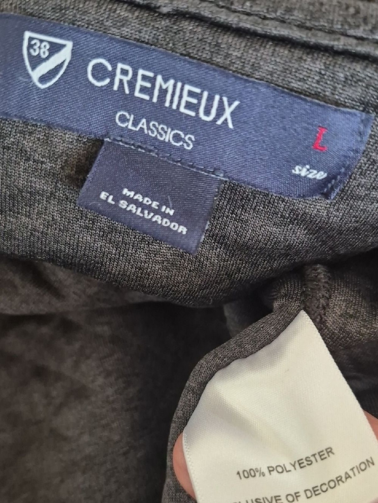 Cremieux Classics, Gray Quilted Jacket With Brown Elbow Patch