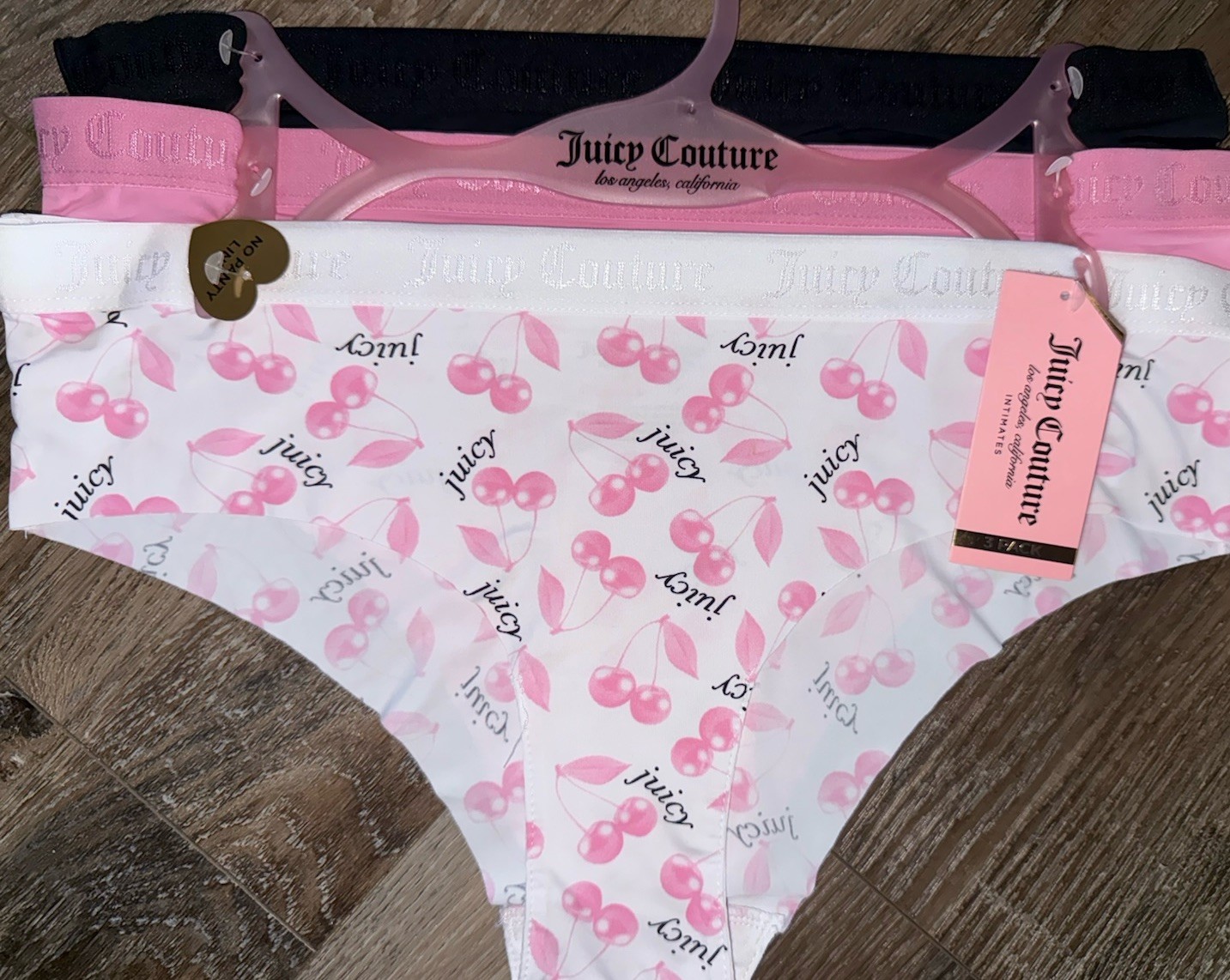 Juicy Couture ~ 3-Pair Women’s Bikini Underwear Nylon Blend Laser Cut ~ XL