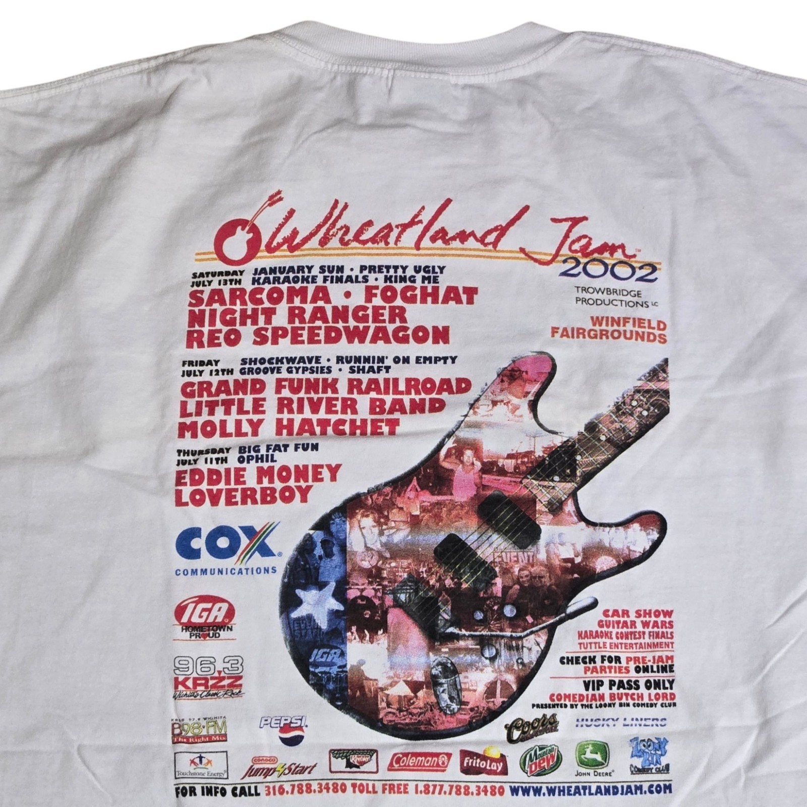 Wheatland Jam 2002 Graphic T Shirt White 2X Winfield KS Music Festival Vintage