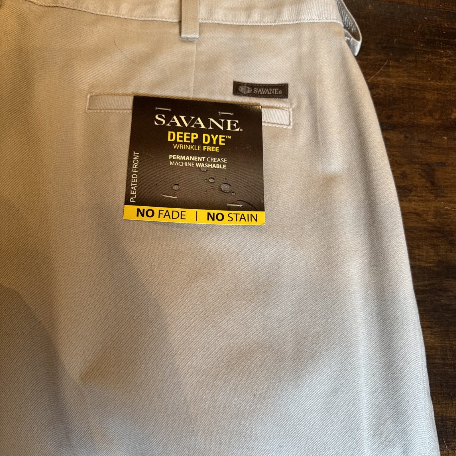 Savane Deep Dye Wrinkle Free Pant Mens 38×32 Khakis Pleated Straight NWT
