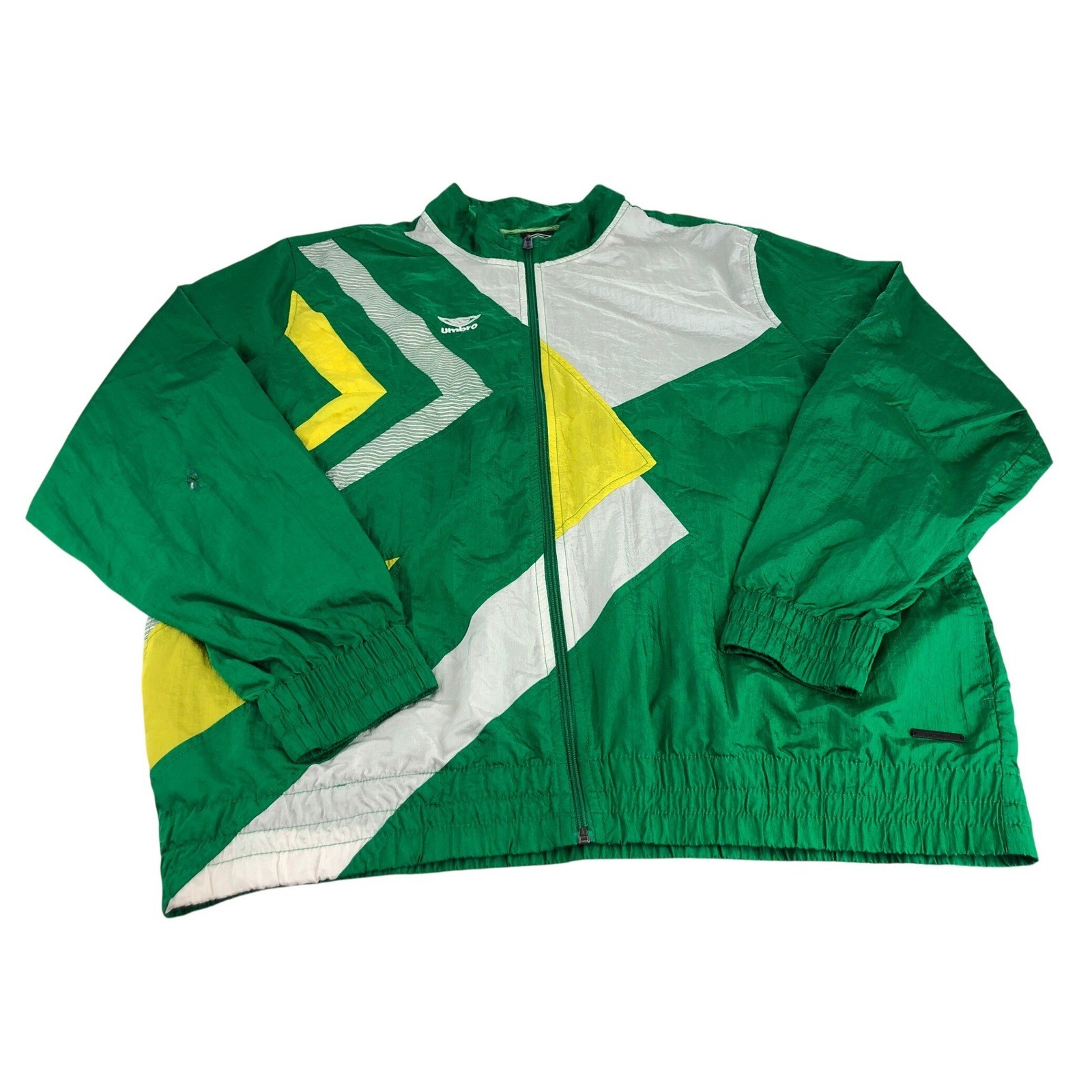 Umbro Premier Track Jacket Green White Yellow Geometric Colorblock Men’s XXL