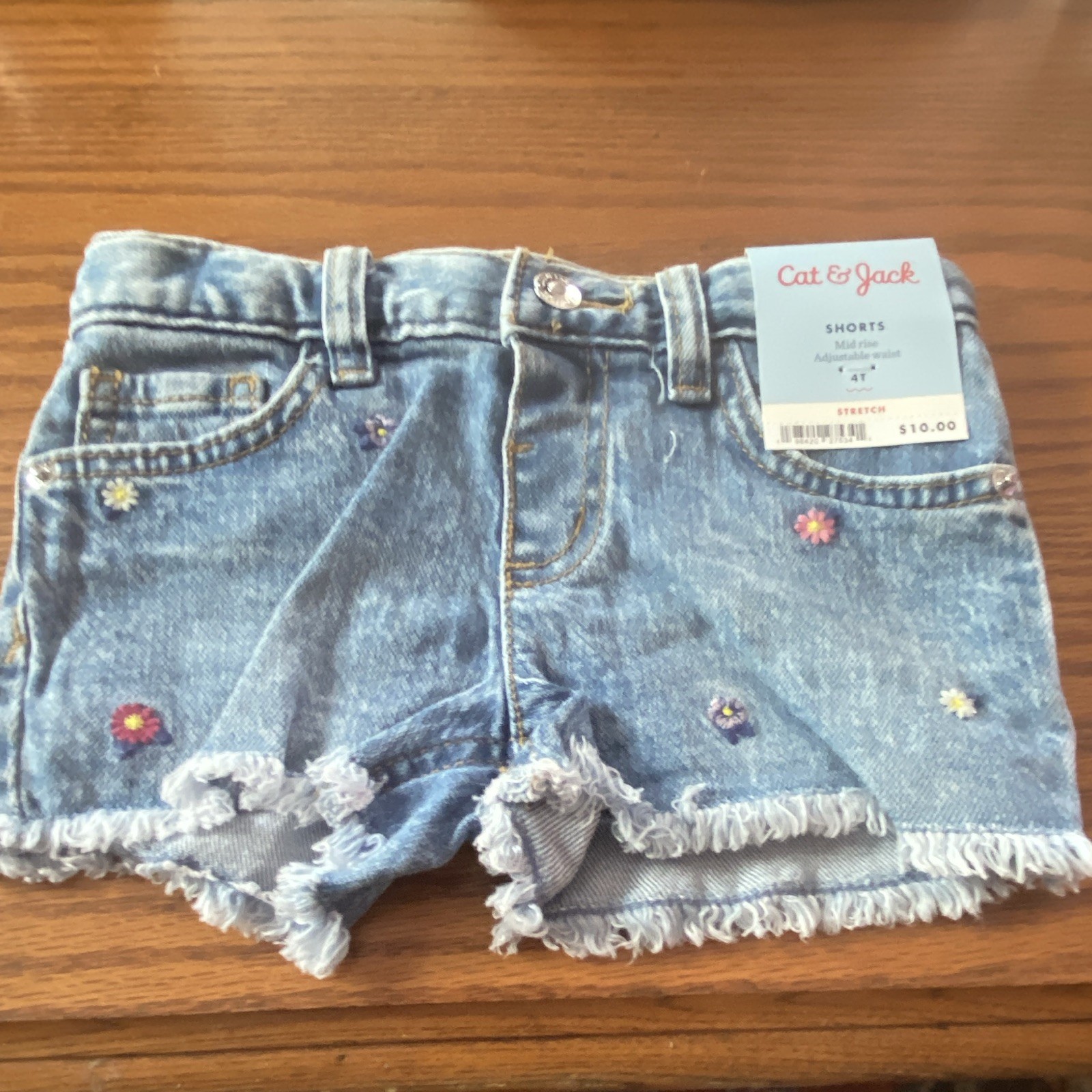 Cat &Jack Girls 4T Mid Rise Blue Den Floral Shorts Adjustable Waist 5 pairs lot
