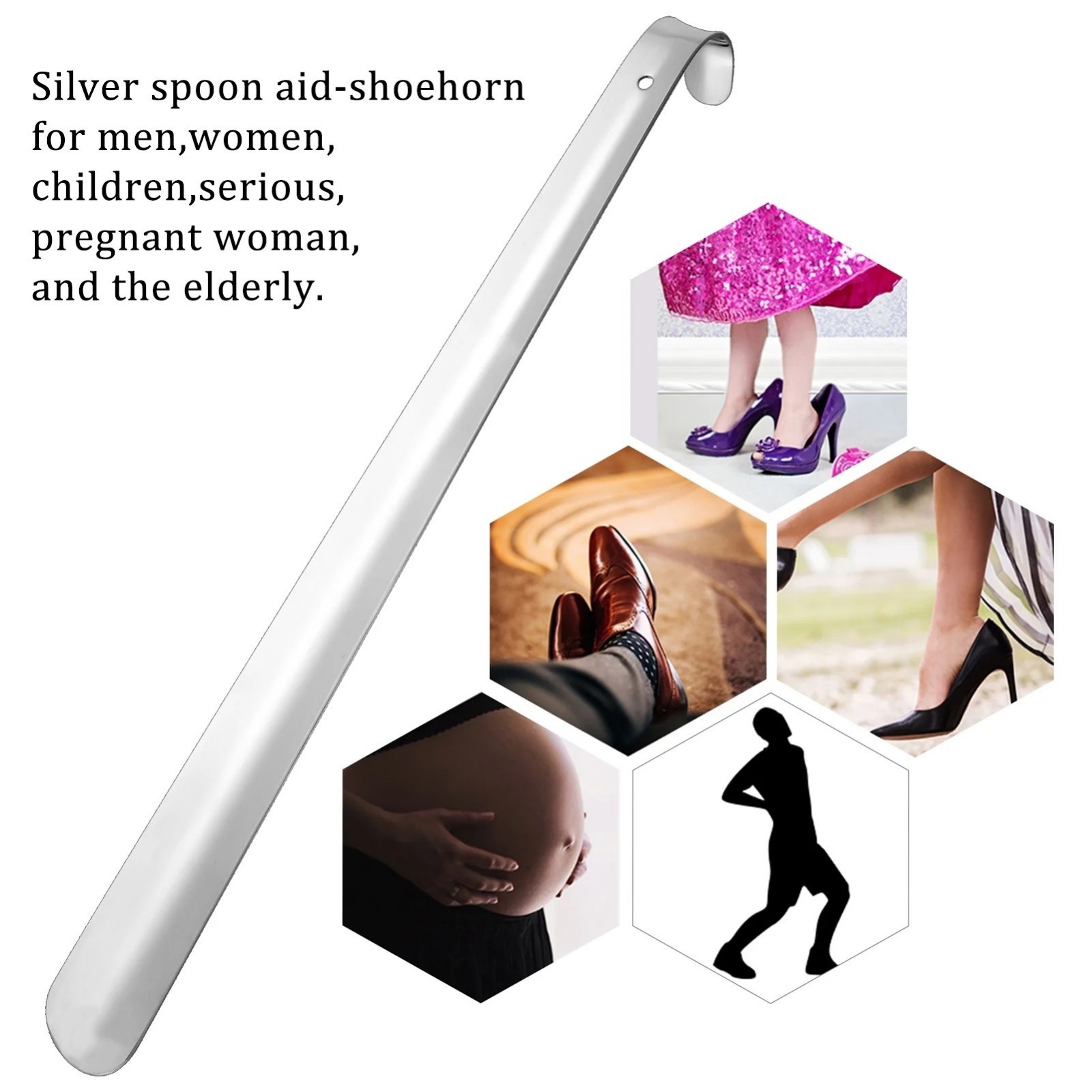 Extra Long Handle Shoe Horn Stainless Steel Handled Metal Shoehorn Horns New