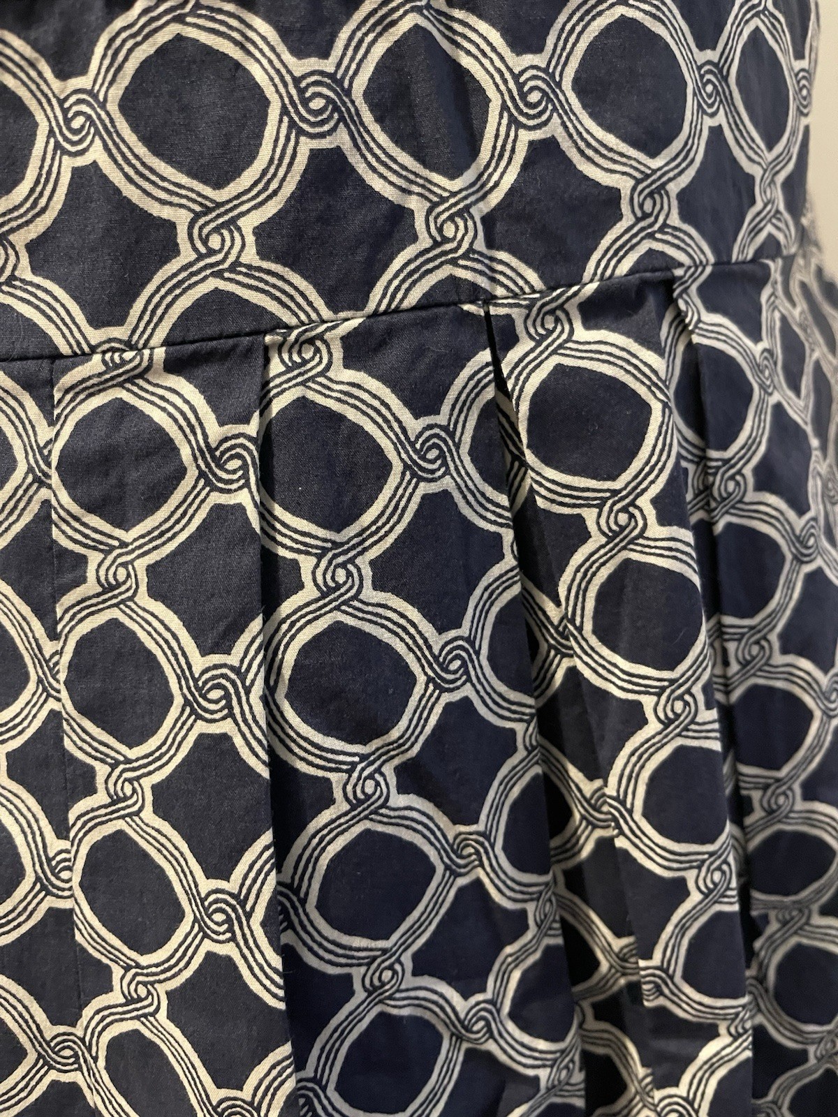 Land’s End Casual Navy Pattern V-neck Lined 100% Baumwolle (cotton) Size 2