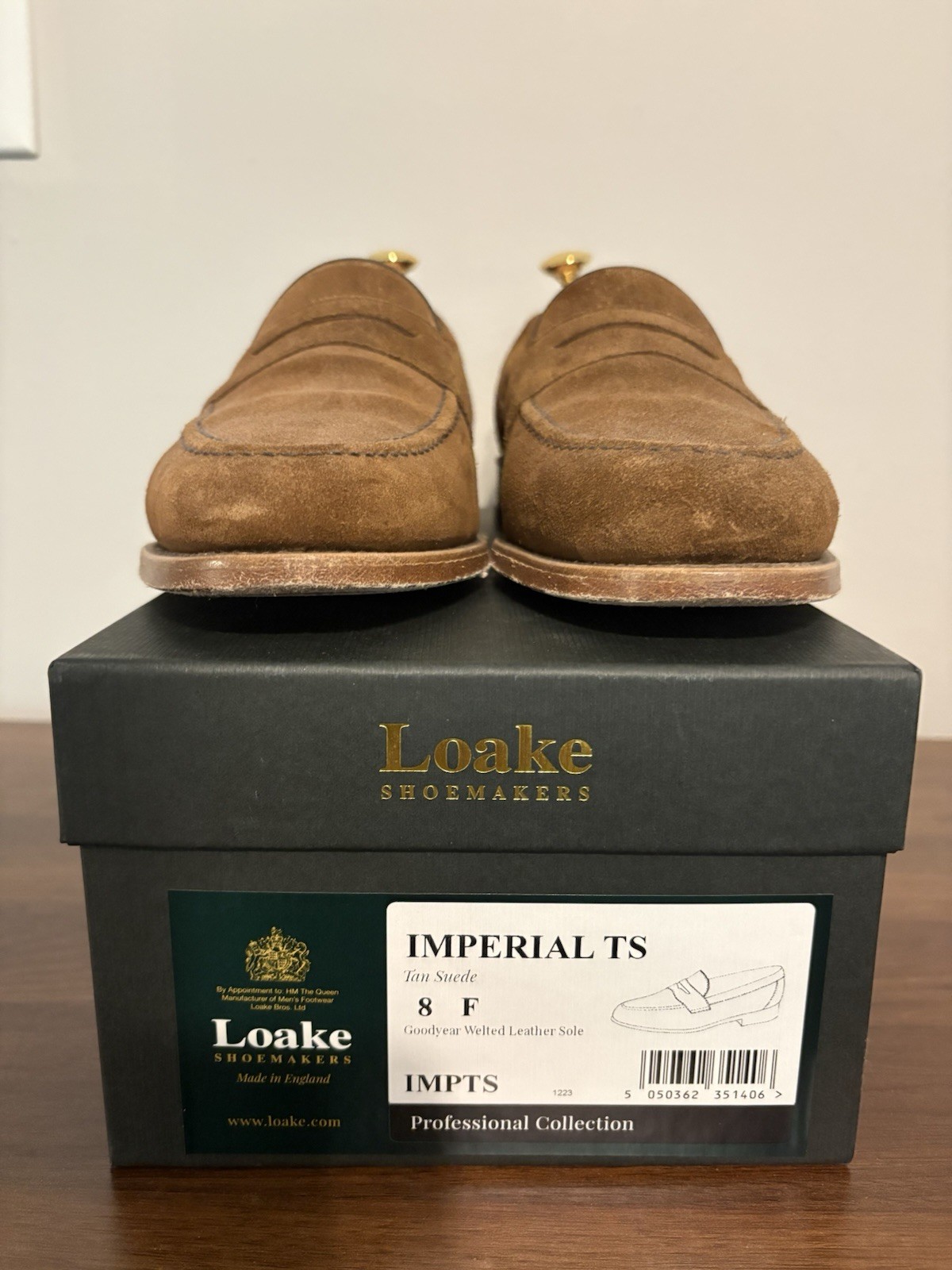 Loake Imperial Tan Suede Penny Loafer UK 8 F / US 9 Goodyear Welted Made England