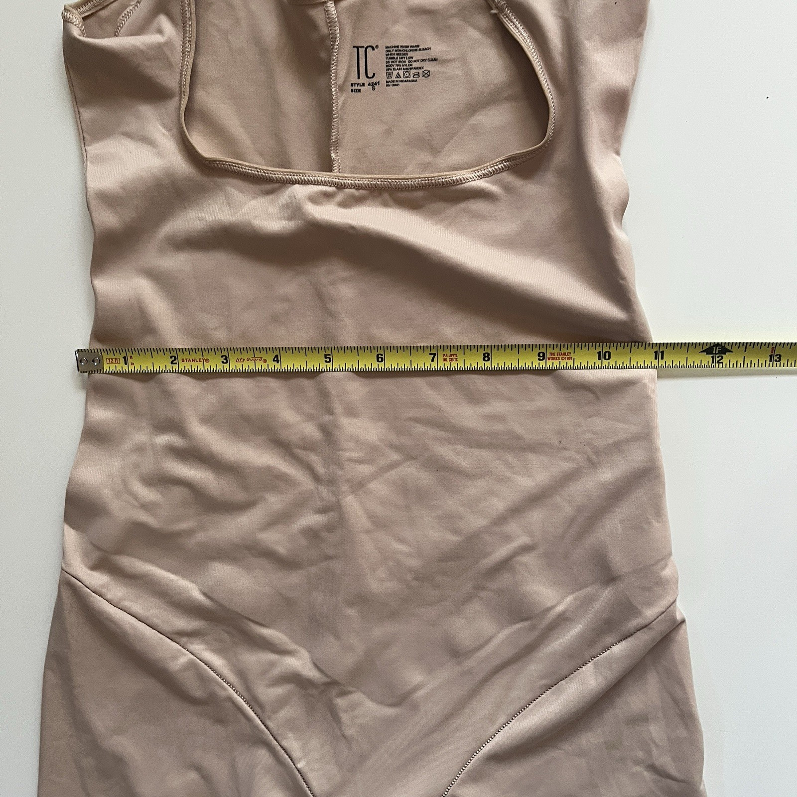 TC Fine Intimates Size S Shape Away Open Bust Thigh Slimmer Bodysuit Beige Nude