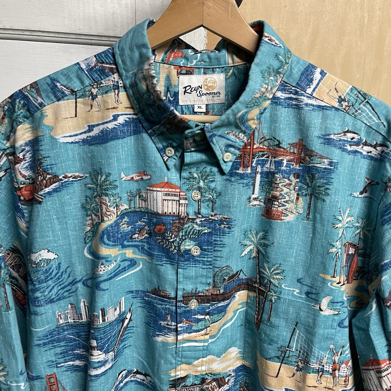 Reyn Spooner Classic Limited Issue California Button Up Hawaiian Aloha Shirt XL
