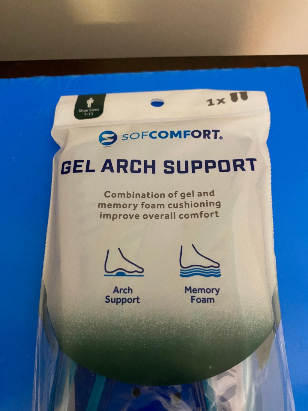 NEW MEN’S SIZE 7-13 SOF COMFORT GEL ARCH SUPPORT MEMORY FOAM INSOLE-TRIM TO FIT