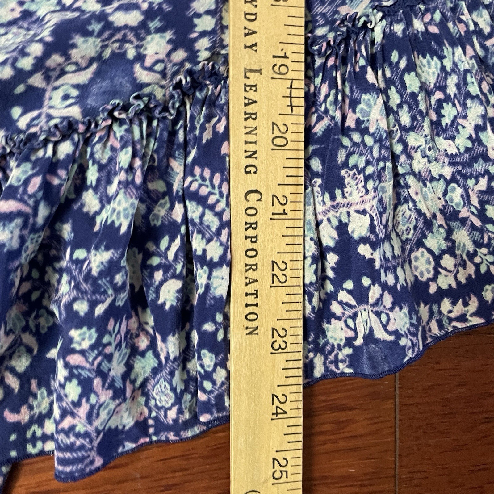 Rebecca Taylor Indigo Combo Floral Paisley Silk Off the Shoulder Blouse Sz 2 B18