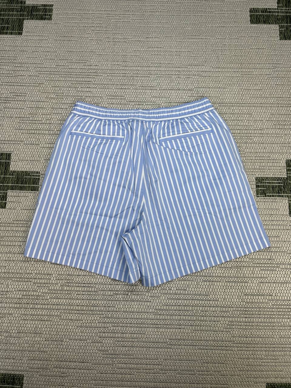 Todd Snyder 5 Inseam Striped Poplin Shorts Mens Small Blue Cotton Stretch New