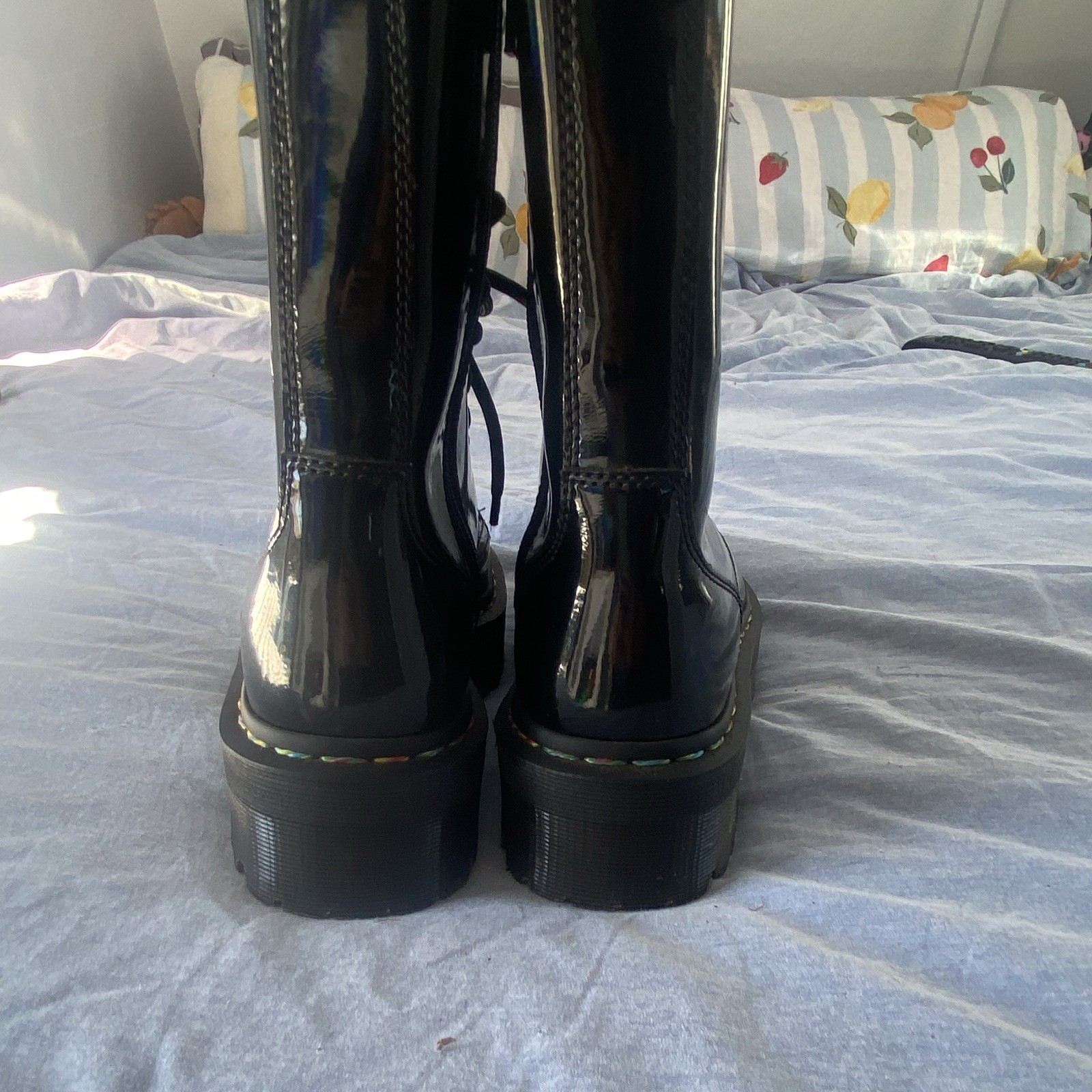Dr. Martens Jadon III Black Patent Leather Lace-Up Platform Boots UK 6 EU 39