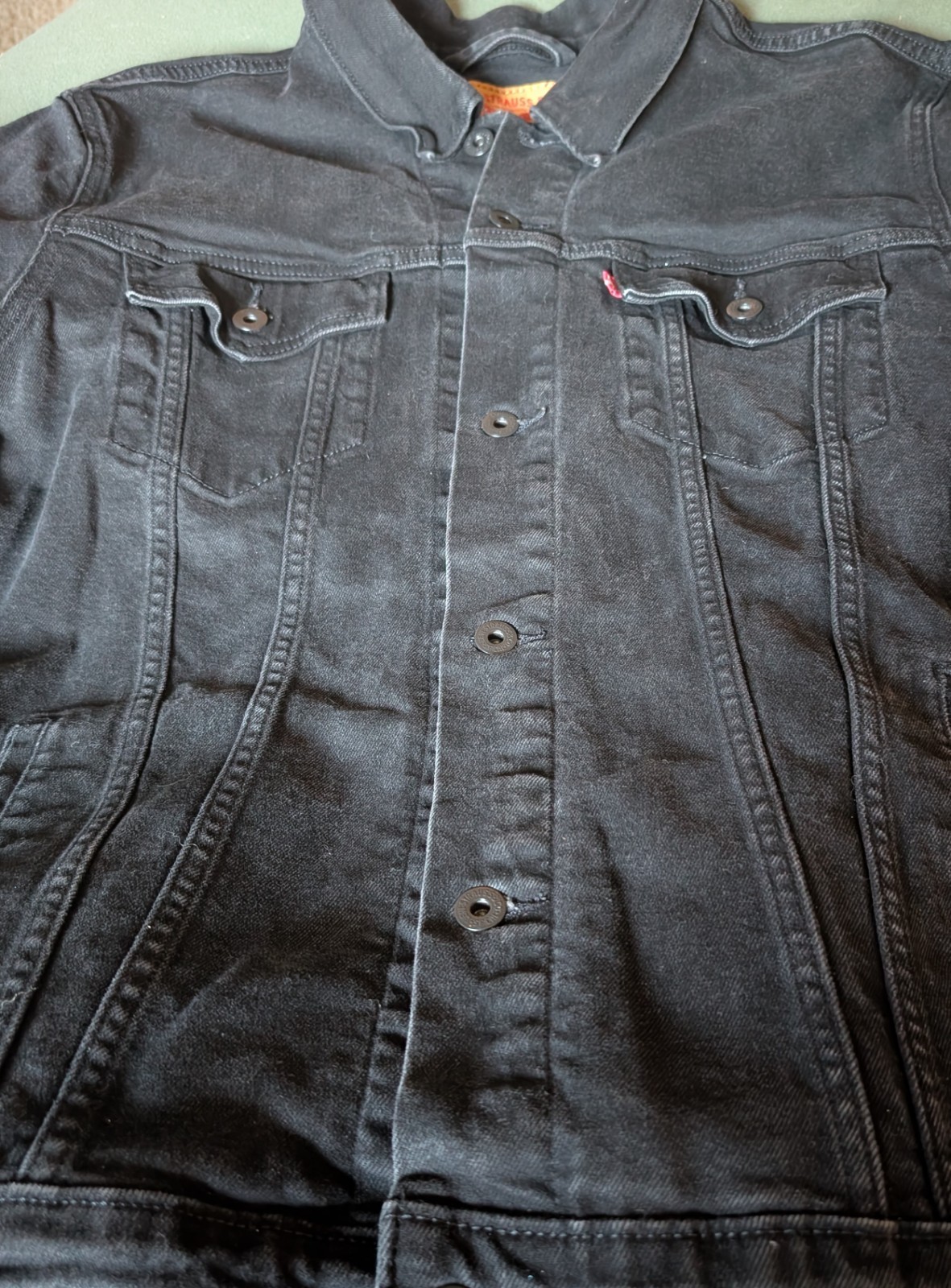 Levi Strauss & Co. Black Trucker Denim Jacket Men’s XL 42″ Chest Pockets