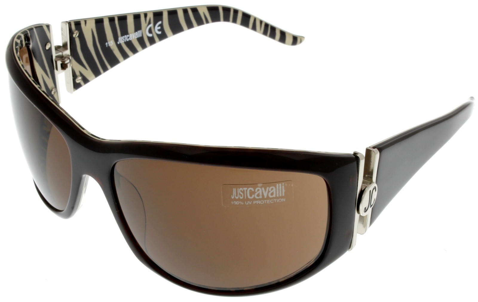 Just Cavalli Sunglasses Women Brown Havana Wrap 100% UV Protection JC204S 83E