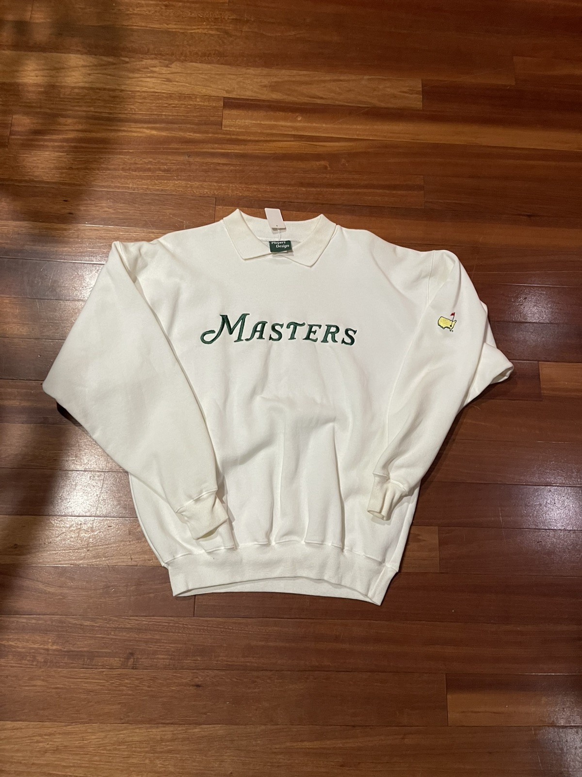 NWT Player’s Design Embossed Masters Collar Sweat Shirt Large White Pull Over