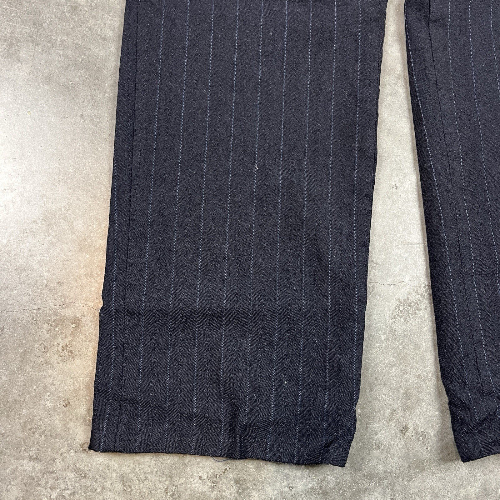 Vintage Wool Blend Pants Mens 32×32 Blue Flaws Distressed Preppy Stripes Preowne