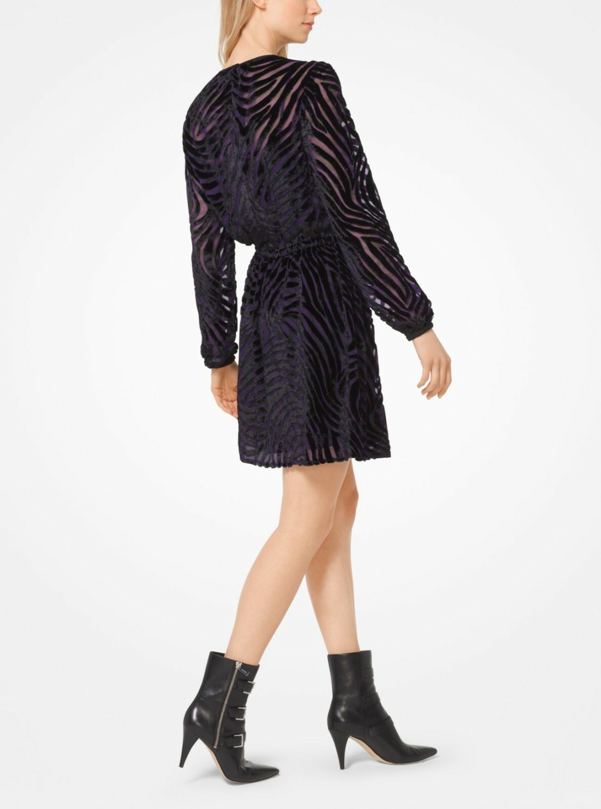 Michael Kors Tiger Velvet Jacquard Dress Iris/Purple XXS/S/XL Nwt $225