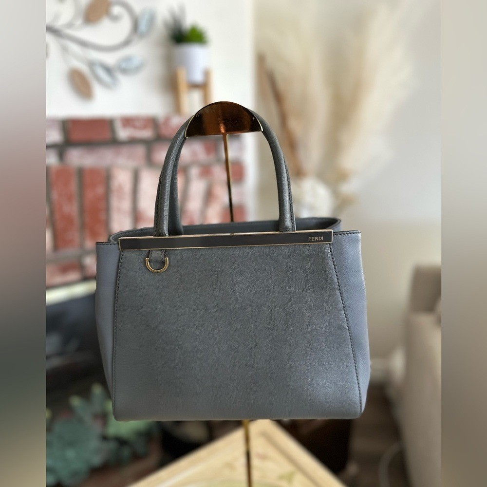 Fendi 2Jours Petite Leather Satchel – Gray – Made in Italy