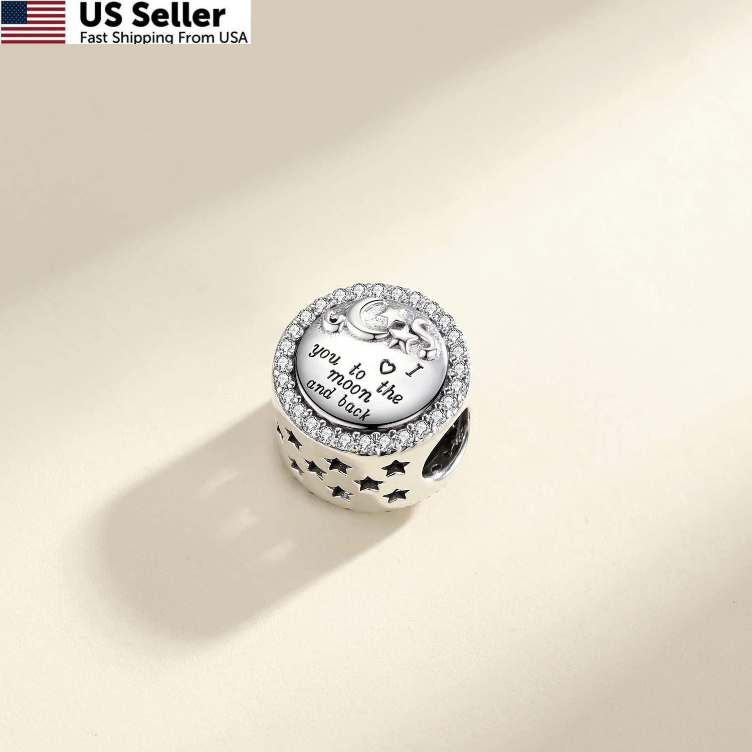 Linorui 925 Sterling Silver 0.86 inches, I Love You to The Moon and Back