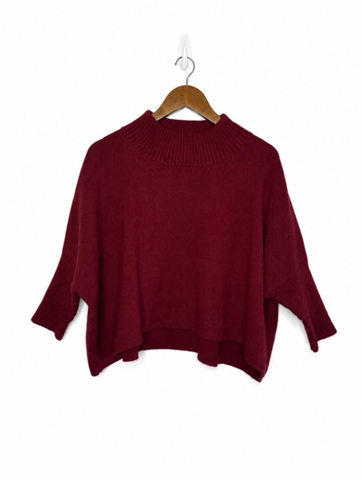 Kerisma Burgundy Angora Blend Mock Neck Oversized Sweater One Size