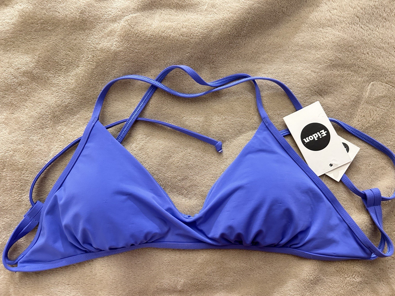 Eidon Periwinkle Bikini Top Medium Triangle Tie String Swim NWT