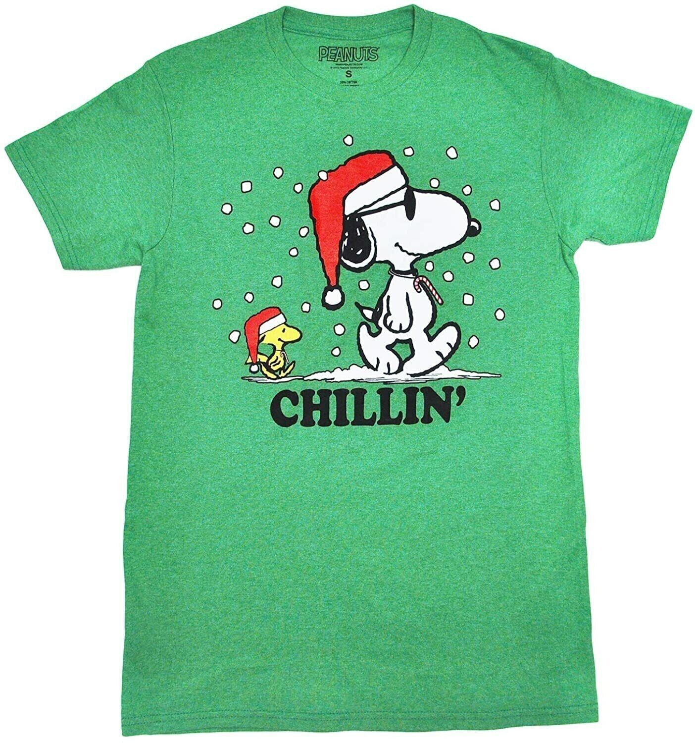 Peanuts Snoopy and Woodstock Chillin’ Christmas Holiday T-Shirt
