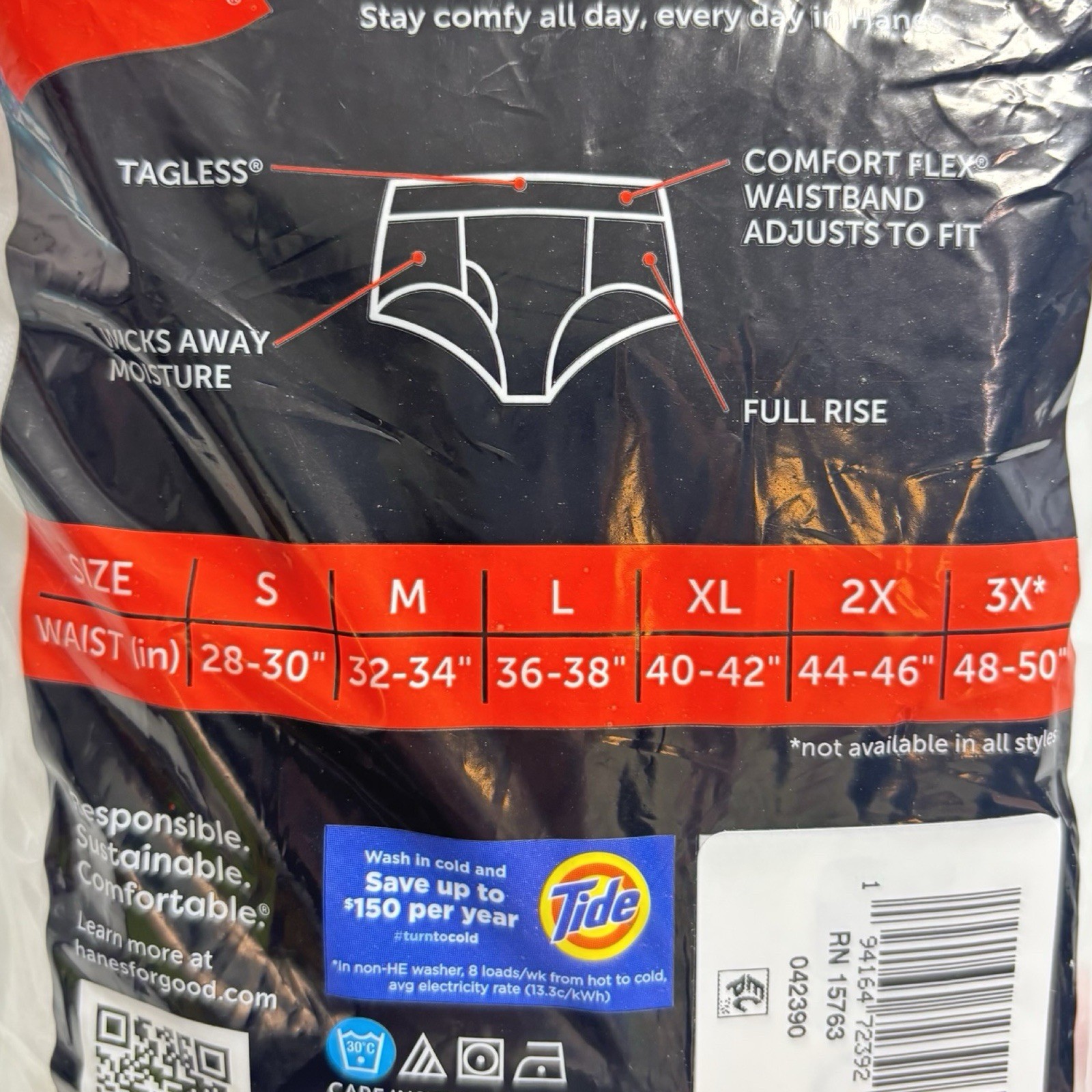 Hanes Soft & Breathable Men’s Cool Comfort Wicking Cotton Briefs L 36-38 6 Pack