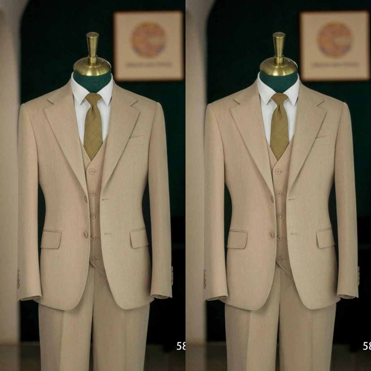 3PCS Mens Suits Beige Formal Workwear Dinner Party Coat Jacket Tuxedos Jacket