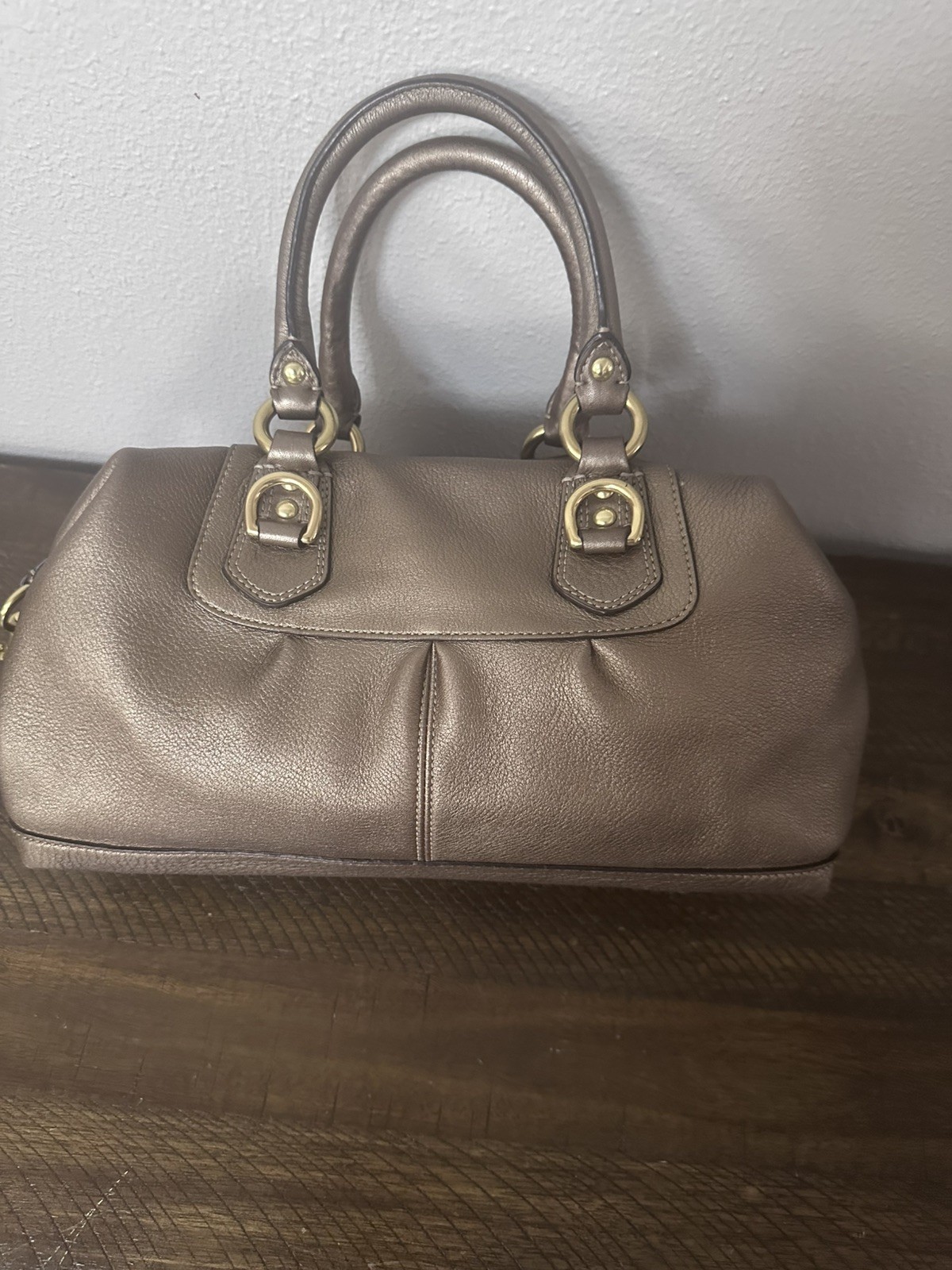 COACH Leather Madison Sabrina Satchel 12937 Gold Metallic Handbag & wristlet