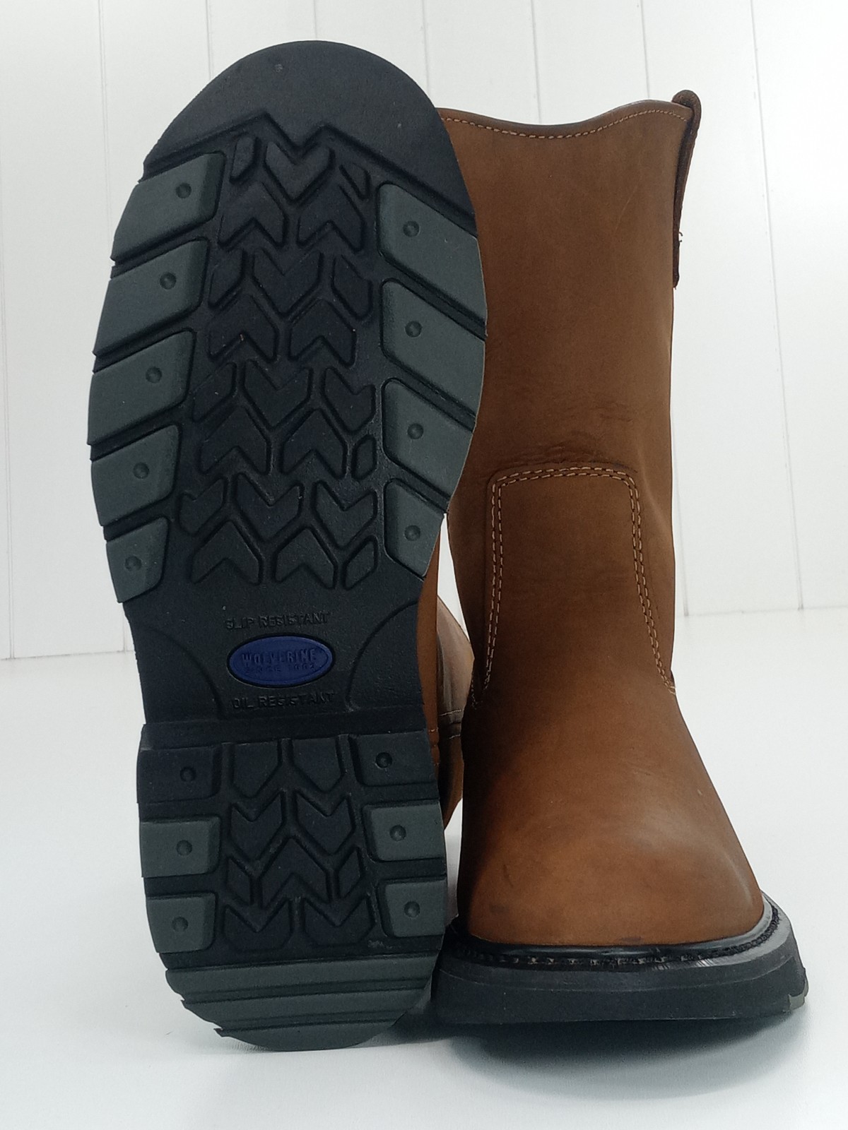 Wolverine Wellington Work Boots Men’s Brown Leather Slip On Size 9.5M