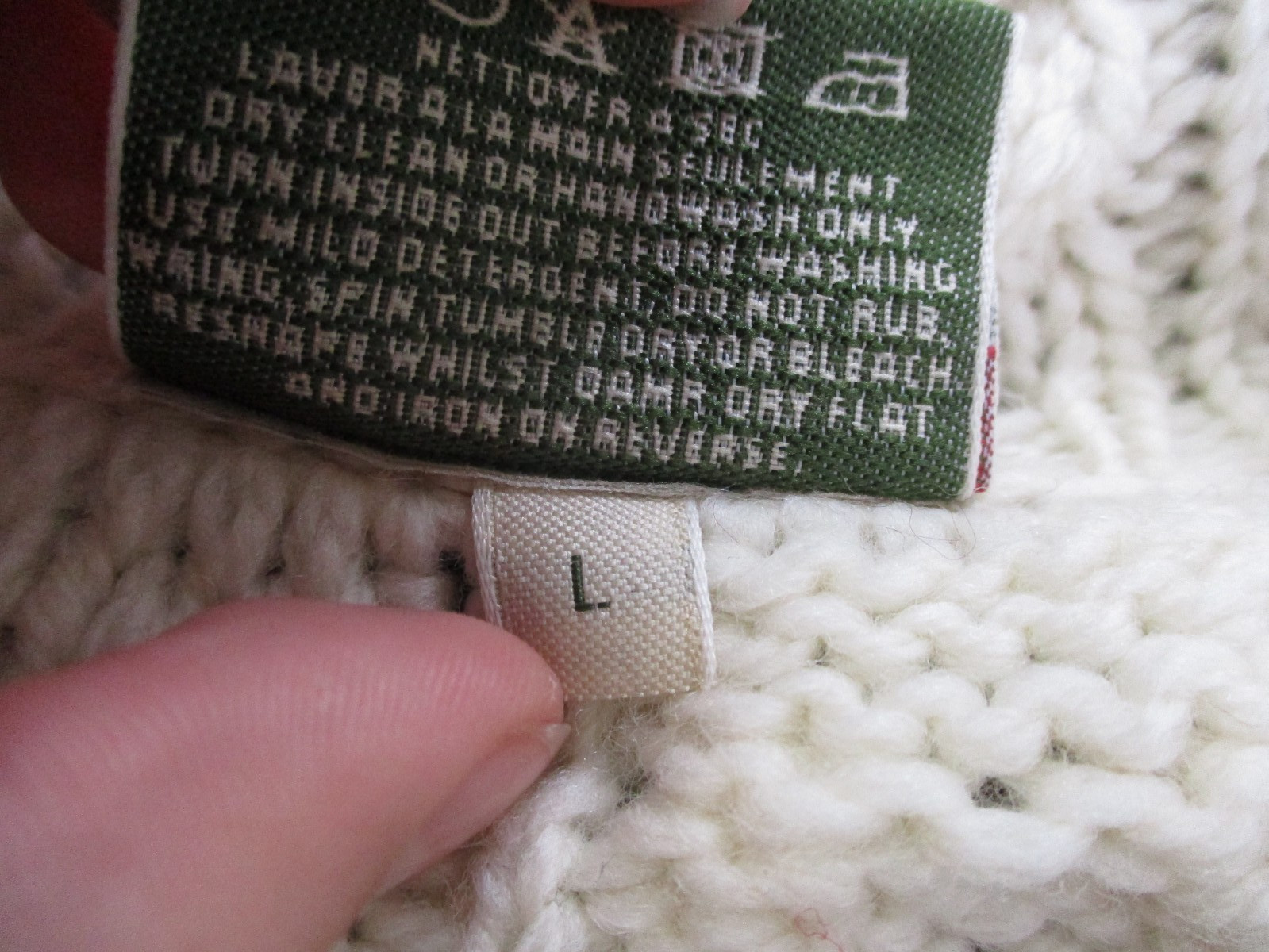Arancrafts Sweater Womens L White Wool Ireland Cable Knit Fisherman Heavy