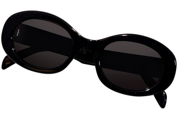 Celine CL40194U Triomphe Black Acetate Oval Sunglasses Grey Lens Women Authentic