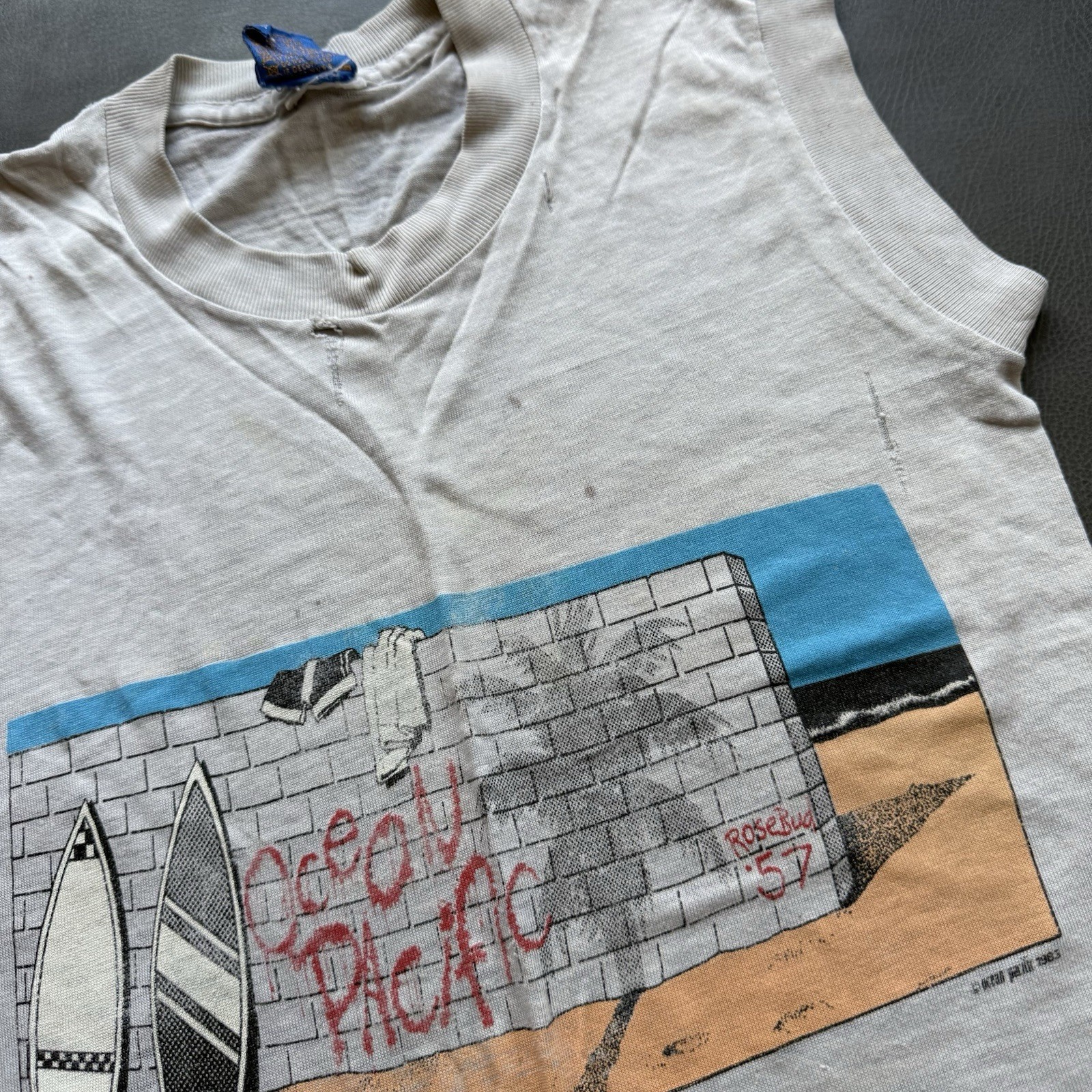 vintage 80s ocean pacific distressed graphic tank top