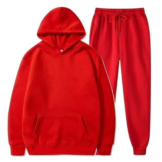 Men Fleece Jogger Set Tracksuit Casual Sportswear Unisex Hoodie Pants Ensemble