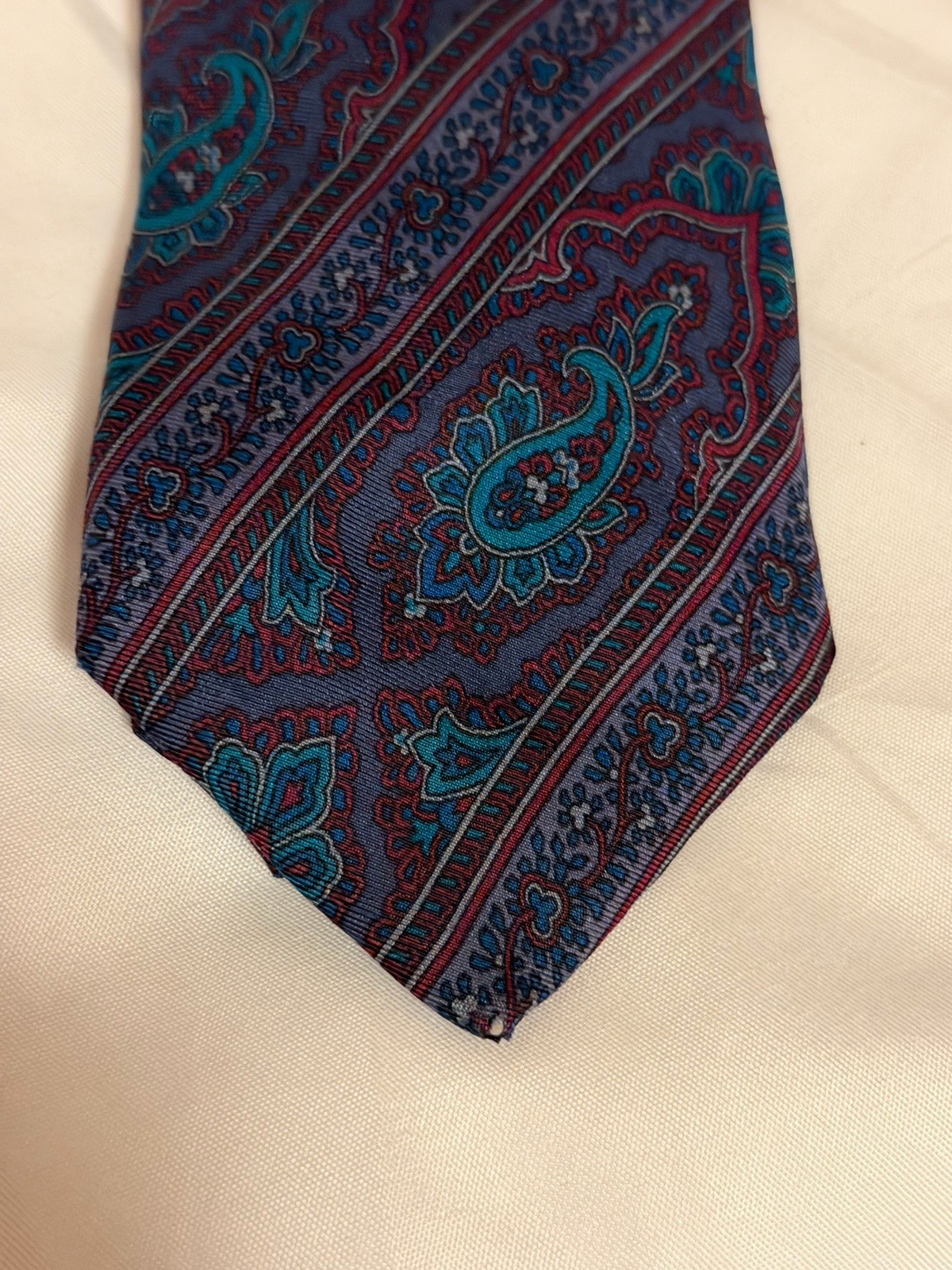 Allen lolly England Men’s Paisley Tie Blue Red Silk Classic 57″-60″ One Size